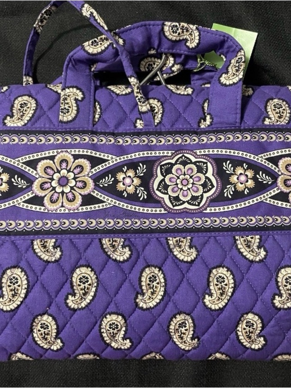 Vera Bradley Purple Quilted Paisley Travel Tote with Floral Band
